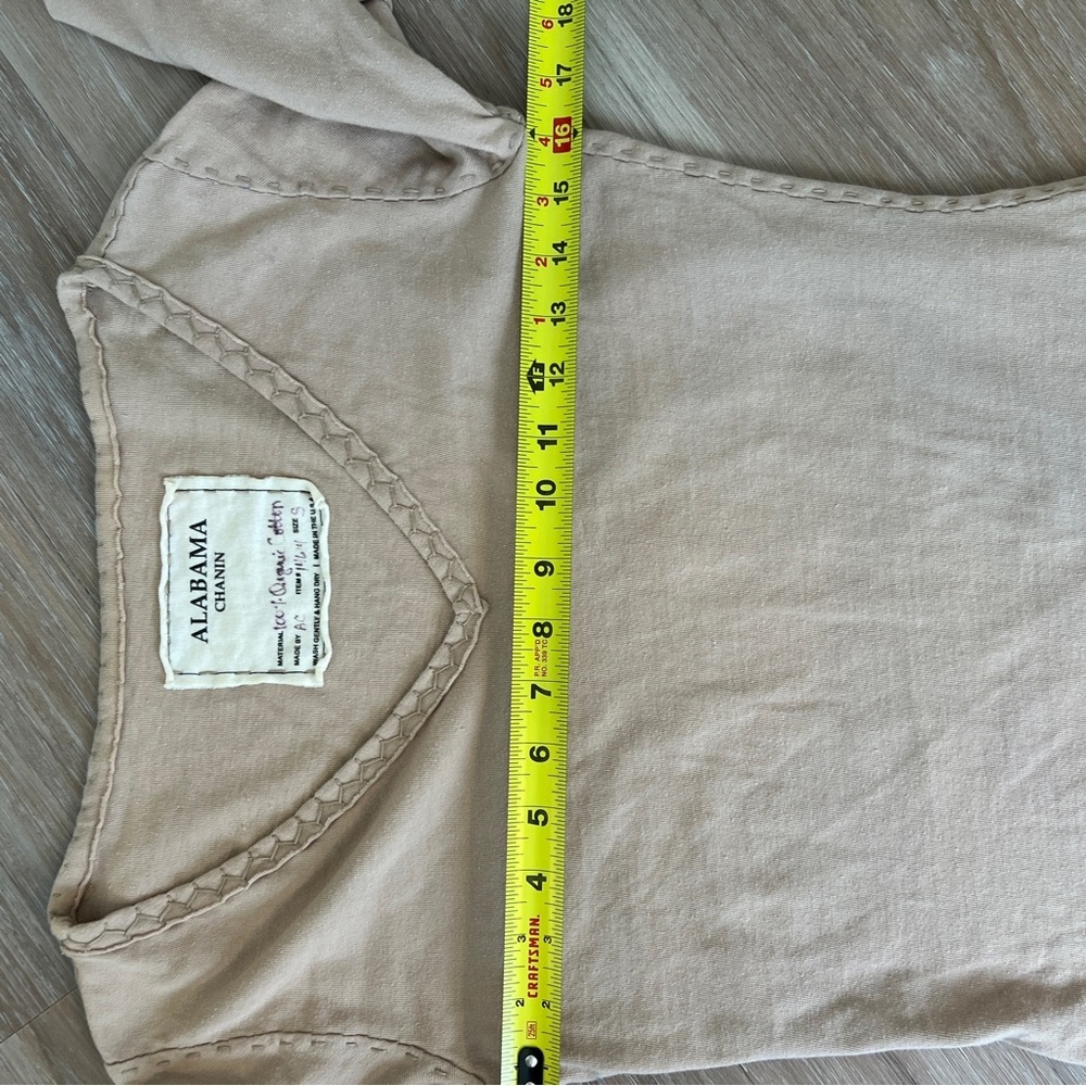 Alabama Chanin 100% Organic Cotton Handmade V-Neck Top Size Small Sustainable - Picture 5 of 7